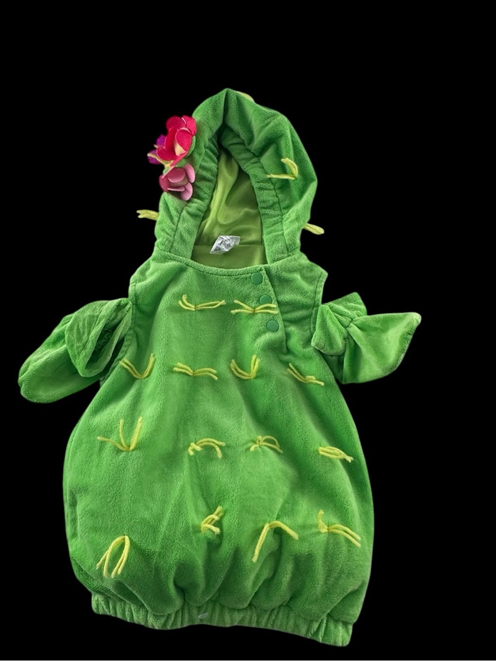 Green Cactus Hooded Halloween Costume with Flower Accent and matching booties - Picture 1 of 5